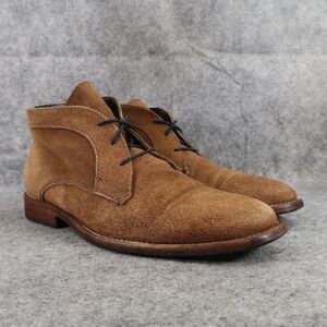 JD Fisk Shoes Mens 8 Boots Leather Casual Classic Brown Derby Chukka Lace Up Mid